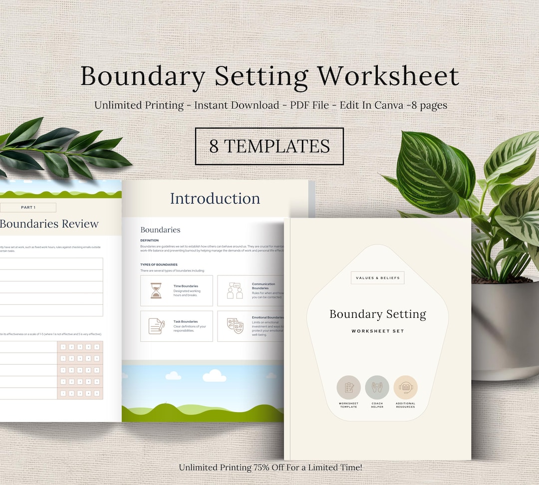 Boundary Setting Worksheet Bundle: Self Care Coaching Worksheets ...