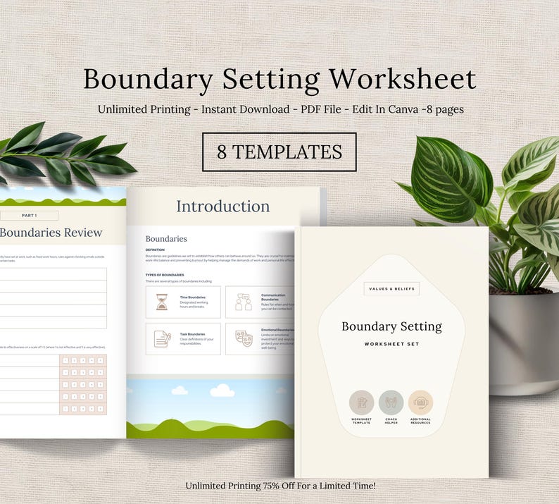 Boundary Setting Worksheet Bundle: Self Care Coaching Worksheets ...