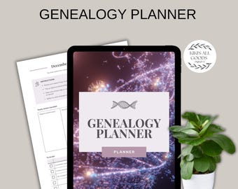 Genealogy Planner DNA Match Log Template:  Research Tracker, Ancestry DNA Organizer & Family History Worksheet