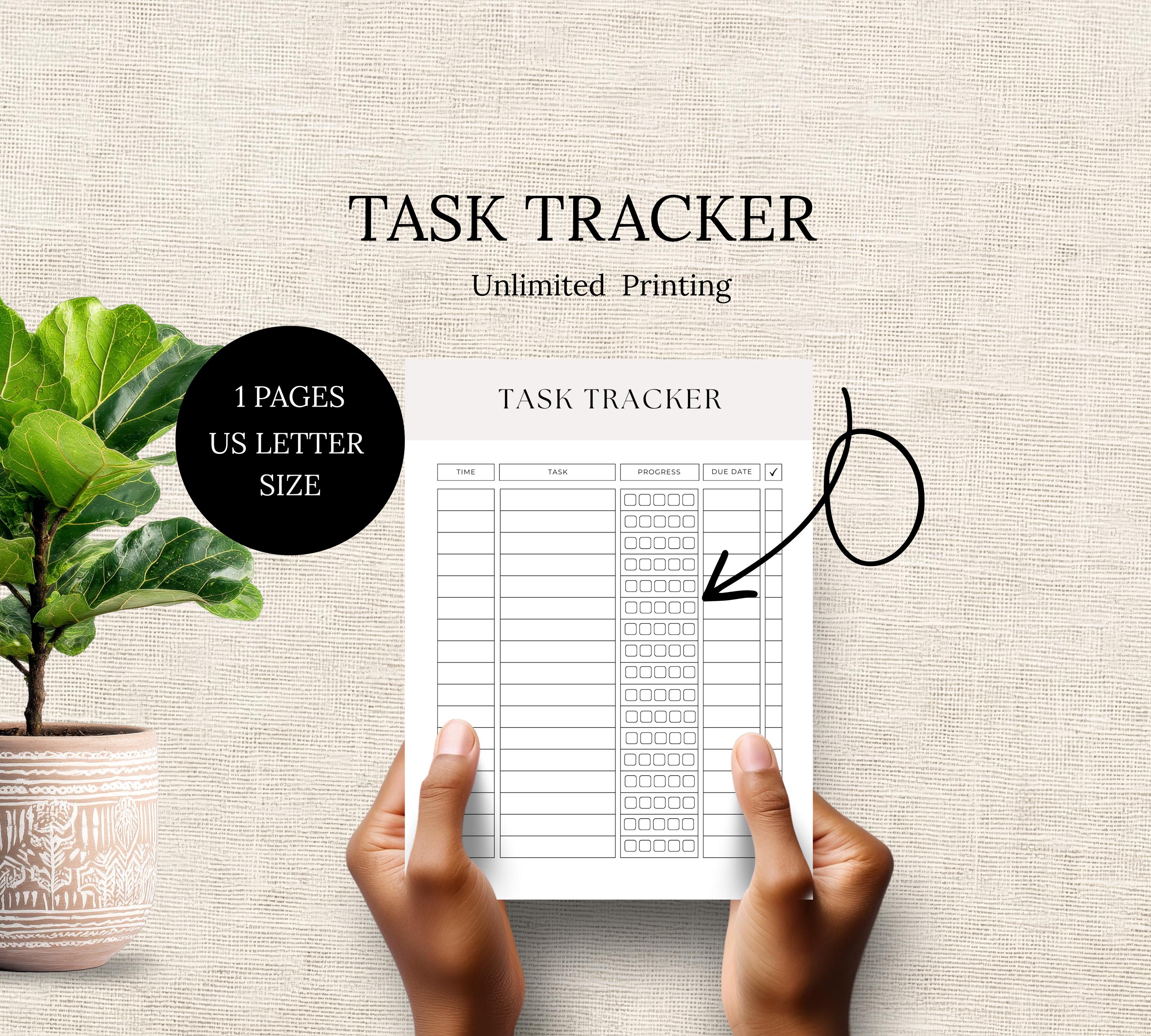 Task Tracker Printable: Daily To-do List & Minimalist Productivity ...