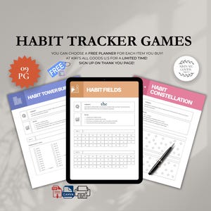 Habit Tracker Games: Gamified Habit Builder, Printable PDF