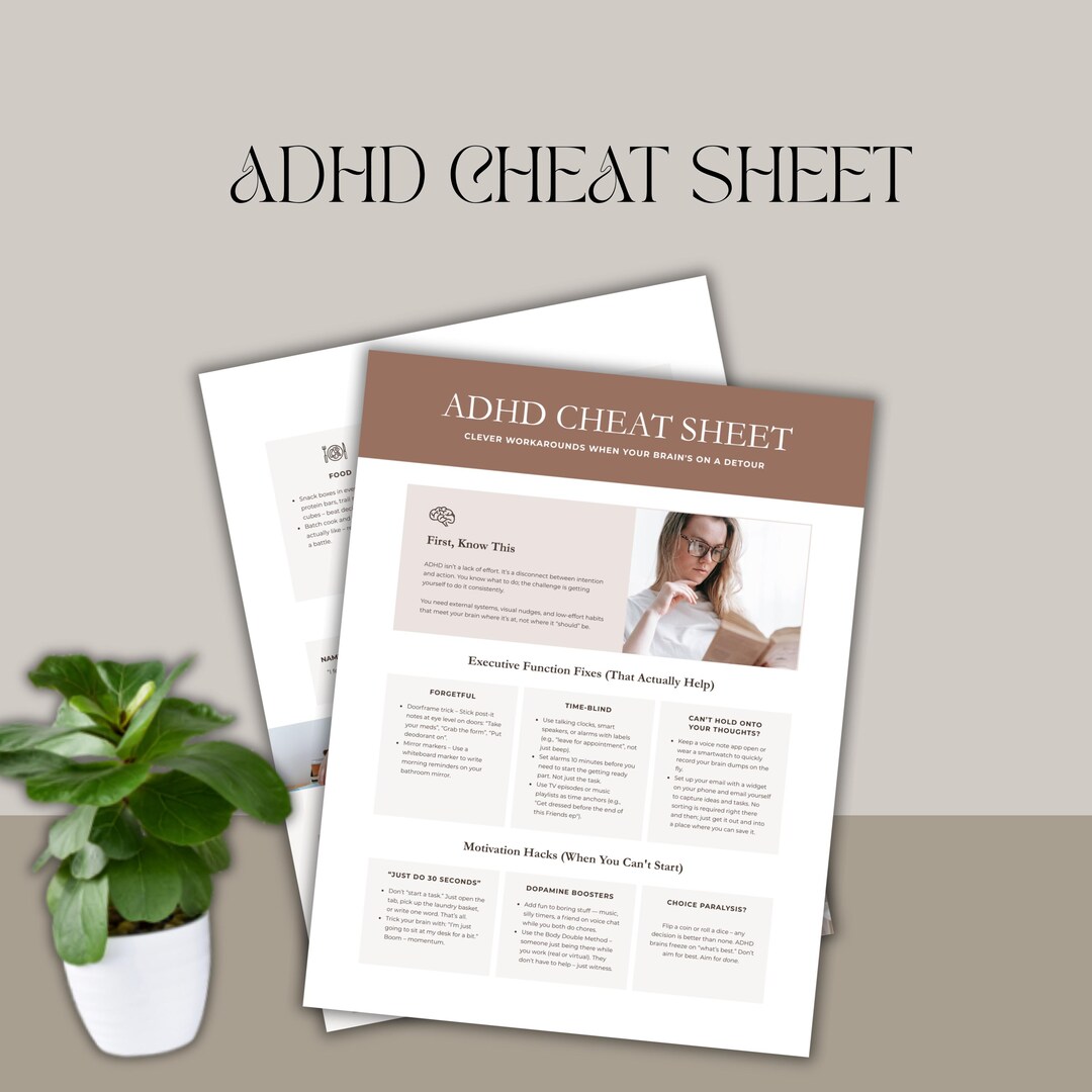 ADHD Cheat Sheet: Focus & Productivity Strategies (printable PDF) - Etsy