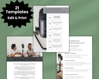 Ultimate Podcast Episode Planner: Organize Your Show with Canva Templates! Monthly, Weekly, Daily Planning Tools. Digital and Editable!