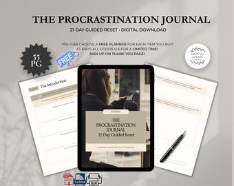 The Procrastination Journal: 21-Day Guided Reset, Productivity Digital Planner