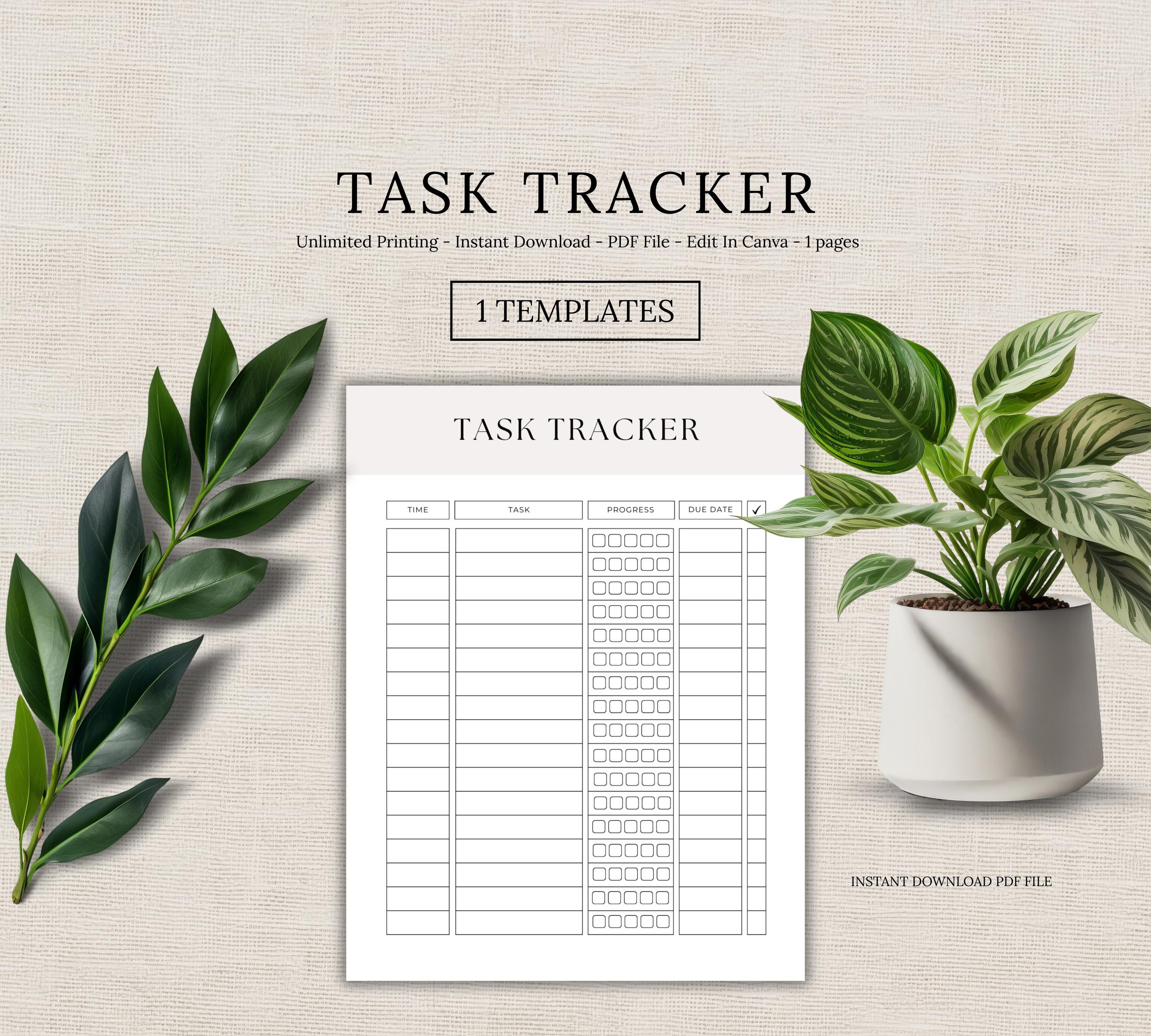 Task Tracker Printable: Daily To-do List & Minimalist Productivity ...