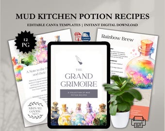 Mud Kitchen Potion Recipes: Nature Play Canva Template (Digital Download)