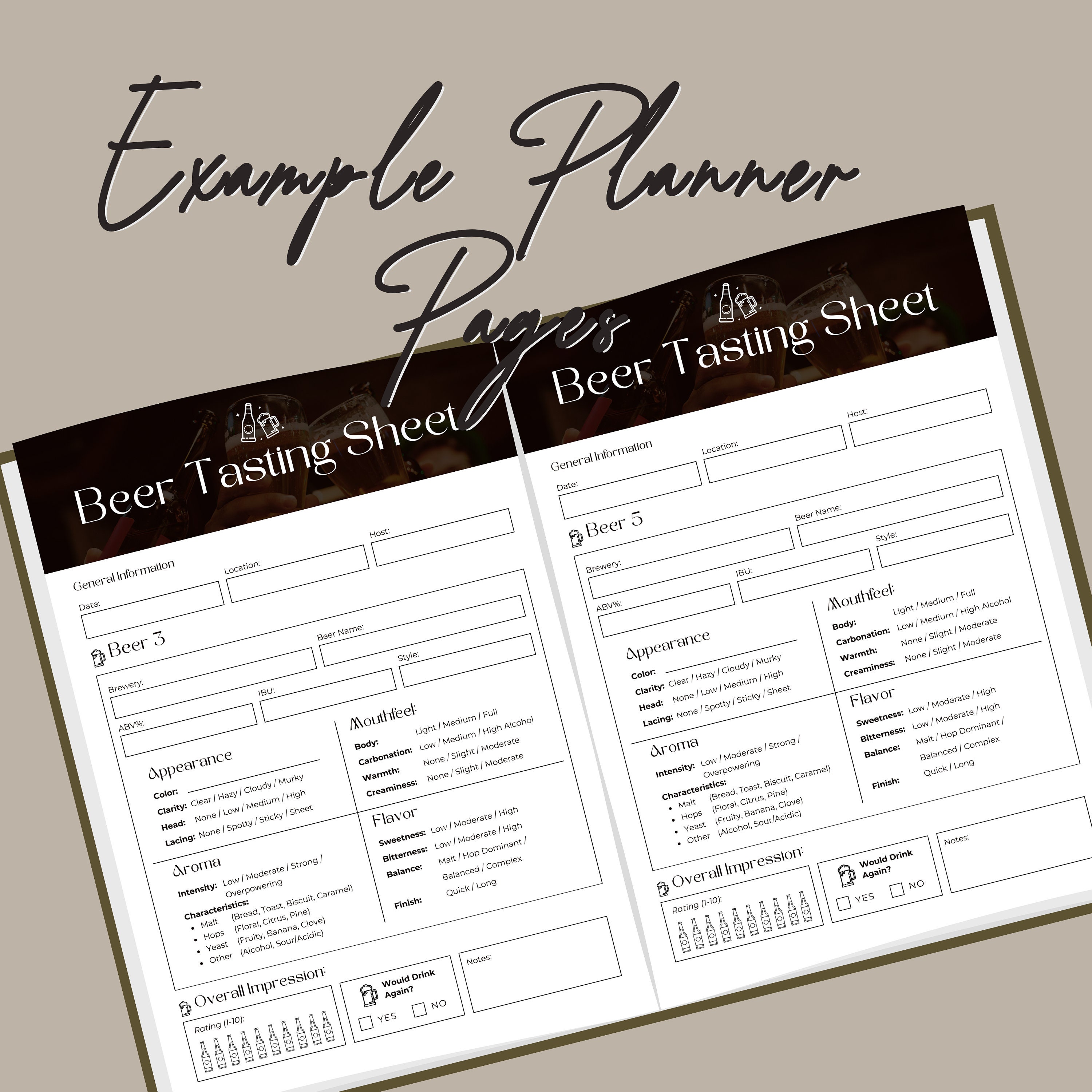 Beer Tasting Sheet Template | Beer Appearance | Beer Rating | Beer ...