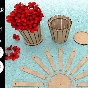 Vaso Porta Fiori | File per Taglio Laser | Compatibile con Glowforge e altri incisori Laser