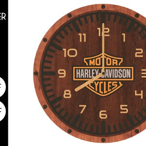 Orologio da Parete Harley Davidson – Design Multilayer | File per Taglio Laser | Compatibile con Glowforge e altri incisori Laser