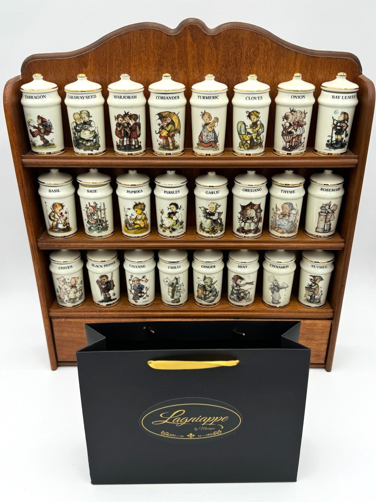 Vintage MJ Hummel 24 Spice Jars and Original Rack Etsy