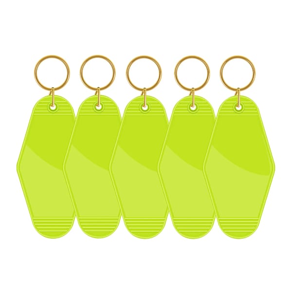 Set of 5 Motel Key Tag Blanks in Color Lime - Acrylic Keychain Blanks