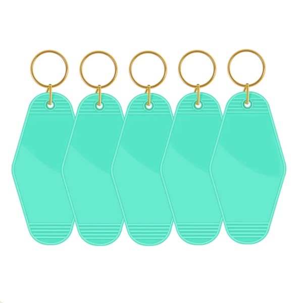 Set of 5 Motel Key Tag Blanks in Teal - Acrylic Keychain Blanks