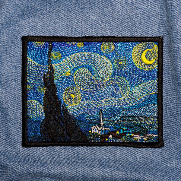 Écusson de nuit étoilée de Van Gogh, écusson thermocollant de nuit étoilée, insigne d'art, applique brodée, impressionniste, cadeau d'amant d'art