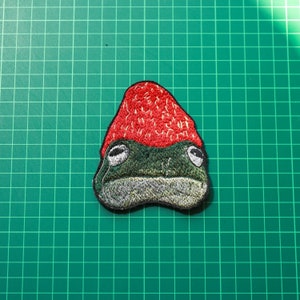 Iron on Frog with Strawberry Patch,Animal Lover Gift, Sew On, Cute image 5
