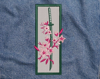 Katana with Sakura patch for custom vest Artwork for Clothing and Accessories