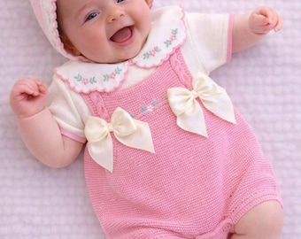 Mädchen Strickset für Neugeborene, spanisch gestrickter Overall, erstes Outfit, Frosch-Baby-Outfit, erstes Outfit im Krankenhaus, süßes Warten