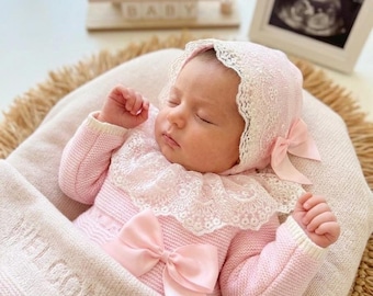 Gestricktes Prinzessinnen-Outfit für Neugeborene – Heimreise-Set für Babys (spanisch) – Erstes Outfit fürs Babyzimmer – Umstandsmode
