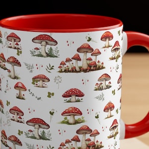 Vintage Mushroom Mug: Cottagecore Forest Ferns Design