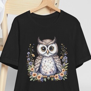 Cute Owl Sitting Shirt - Adorable Owl Graphic Tee - Unique Animal Lover Gift - Cozy Fall Shirt for Women