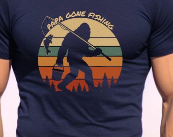 Funny Bigfoot Fishing Papa Shirt | Father's Day Outdoorsman Gift