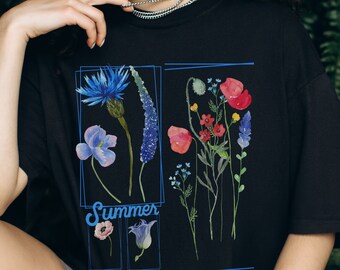 Wildflower Graphic T-Shirt: Botanical Floral Shirt, Spring Gift