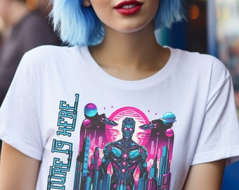Cyberpunk Graphic Tee: Retro Neon Vaporwave Sci-Fi T-Shirt