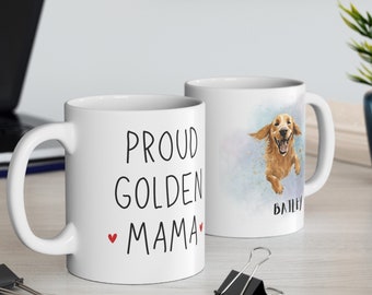 Personalized Golden Retriever Mug, Custom Dog Name, Dog Mom Gift