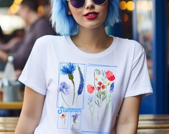 Wildflower Graphic Tee, Botanical Floral Shirt, Gift for Her