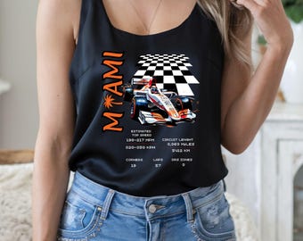 Miami Formula 1 Racerback Tank Top, Women's Athletic Sleeveless Shirt