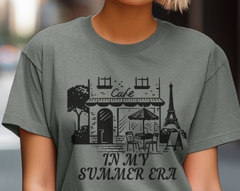 Paris Cafe T-Shirt, Summer Travel Tee, Eiffel Tower Vacation