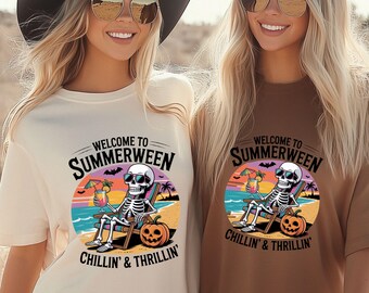 Skeleton Ghost Halloween Comfort Colors Shirt: Spooky Retro Tee