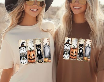 Skeleton Ghost Halloween Comfort Colors Shirt: Spooky Retro Tee