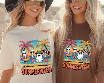 Skeleton Ghost Halloween Comfort Colors Shirt: Spooky Retro Tee