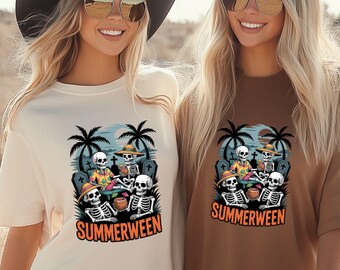 Skeleton Ghost Halloween Comfort Colors Shirt: Spooky Retro Tee