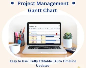 Projekt Gantt Chart Vorlage | Excel & Google Sheets | Erweiterbare Zeitleiste, automatische Balken, % Fertigstellung-Tracker