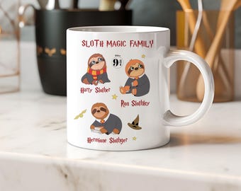 Potter mug, Sloth mug, Sloth Lover, Magic School Mug Design, Potter Fan gift, Magic School Gift, Sloth lover gift, Cute Sloth