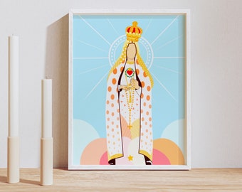 Wall Art Our Lady of Fatima, Our Lady of Fatima Print, Catholic Art