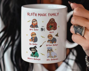 Potter mug, Sloth mug, Sloth Lover, Magic School Mug Design, Potter Fan gift, Magic School Gift, Sloth lover gift, Cute Sloth