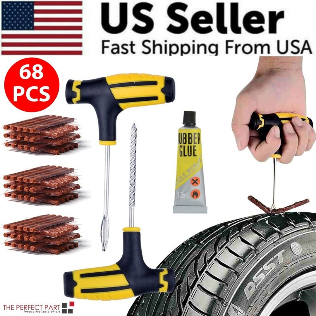 35-Piece Tire Repair Kit – DIY Flat Tire Patch & Plug Set For Car, Truck, Motorcycle