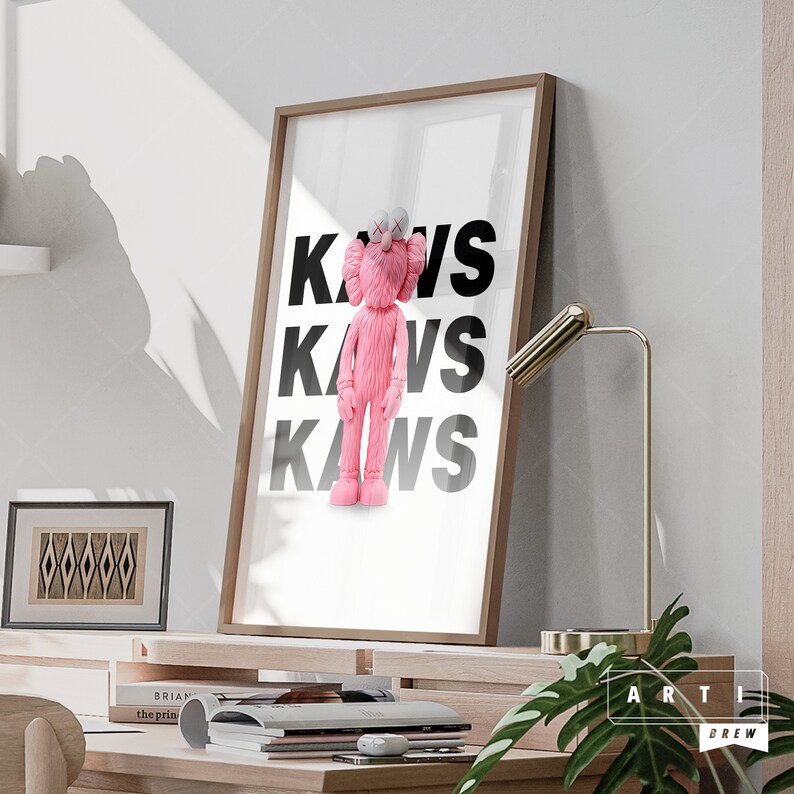 Pink Kaws Poster Set of 3 Kaws Figure Poster Kaws Wall Art Etsy