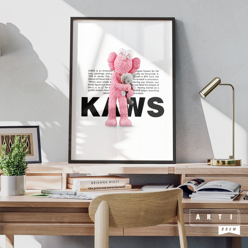 Pink Kaws Poster Set of 3 Kaws Figure Poster Kaws Wall Art Etsy