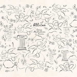 Bonus illustration bundle - Atticus Collection - ink blot dark academia inspired illustrations for Canva