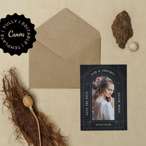 Gothic Wedding Save the Date • Editable Canva Templates • Dark Wedding •  Poe inspired •  Annabel Collection