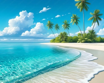 Tropical Beach Clipart: Vibrant Island Designs (Digital Download)