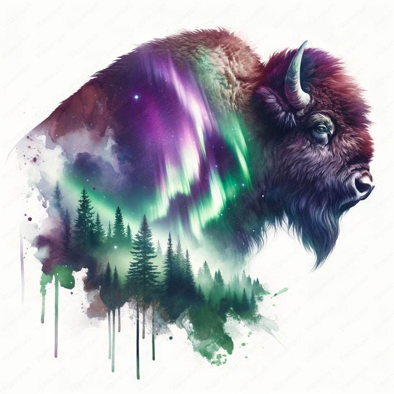 Watercolor Bison Clipart Bundle | Wildlife Art (digital Download) - Etsy