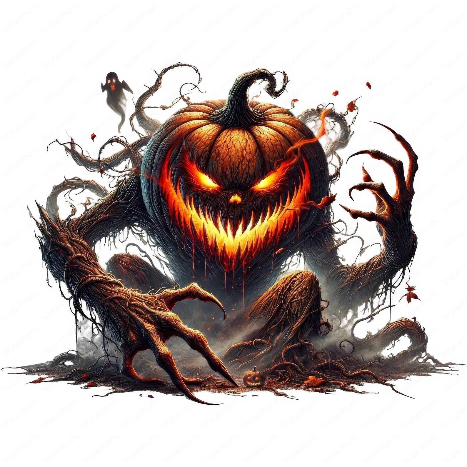 Spooky Pumpkin Clipart Bundle: Halloween Art, Commercial Use (digital ...
