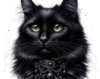 ゴシック猫のクリップアート：ダークファンタジーアートの印刷可能