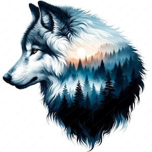 Clipart della natura del lupo / Pacchetto di clipart della natura del lupo maestoso / 10 design di alta qualità / Arte della fauna selvatica / Materiali stampabili / Uso commerciale