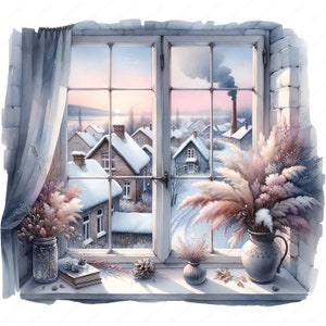 Winter Window Clipart 10 High-quality Images Cozy Winter Scenes Window ...