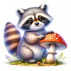 Clipart raton laveur mignon | Lot de cliparts adorable raton laveur | 10 modèles de haute qualité | Art animalier de la forêt | Imprimables | Utilisation commerciale